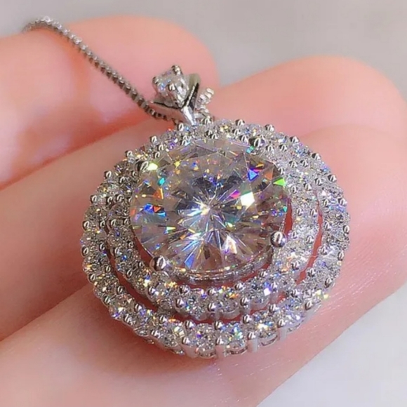 New White Cubic Zircon Diamond Necklace - Picture 2 of 5